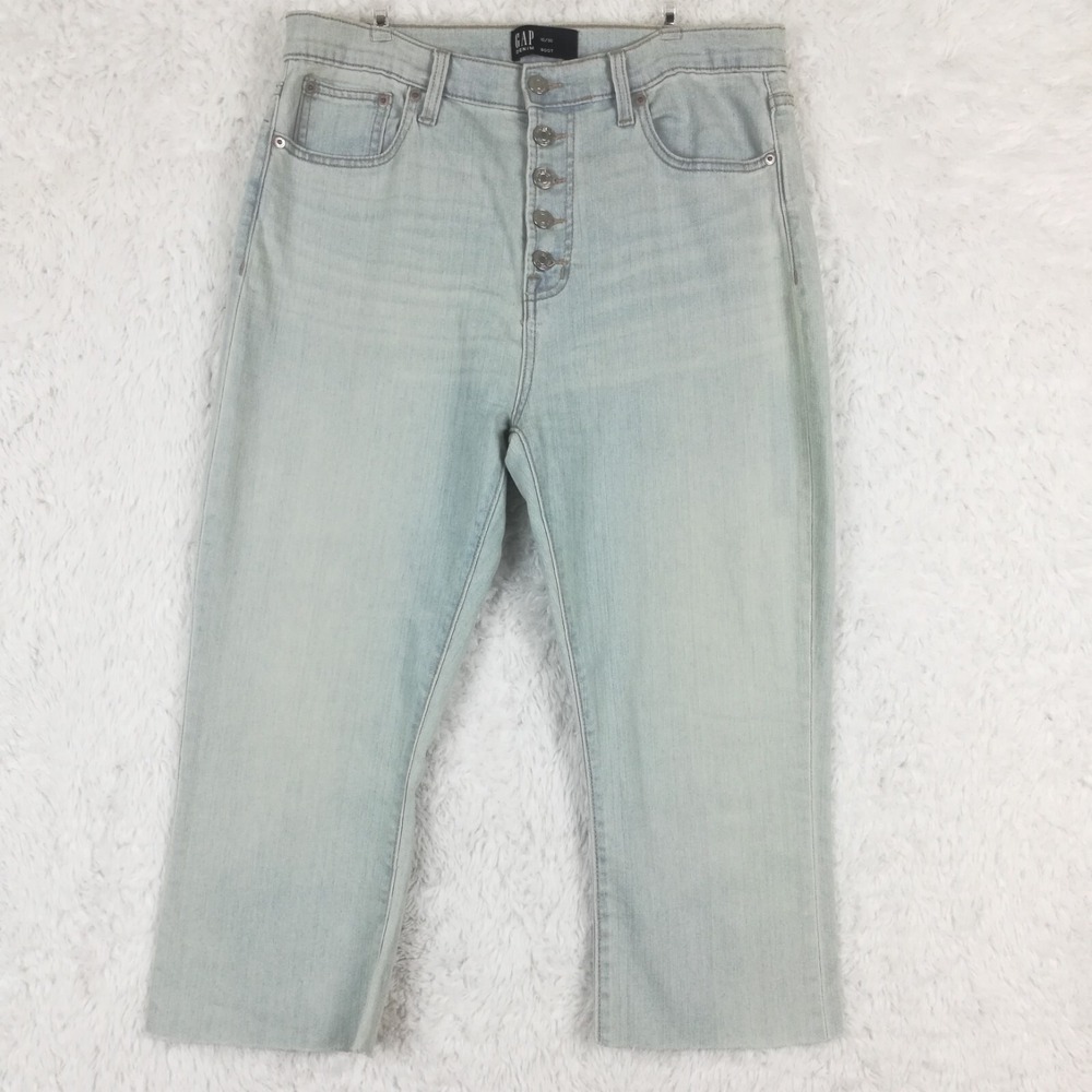 Gap Jeans Womens Capri Cut Off Blue Denim Light Wash High Rise Button Fly 10